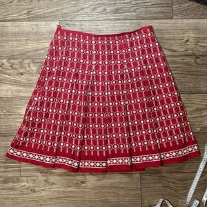 Size 14 - Harold's - Red Pleated A Line Skirt Embroidered Skirt